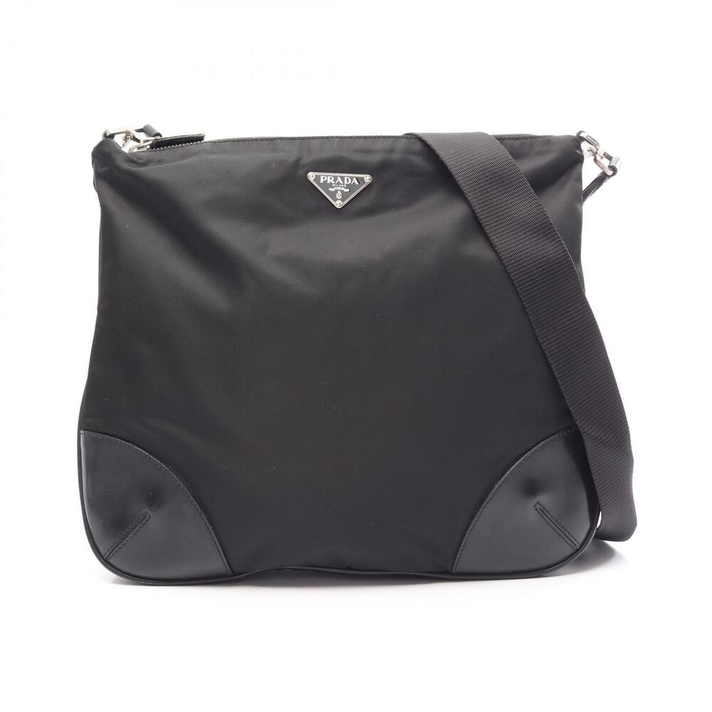 Prada Tessuto Leather Shoulder Bag Black